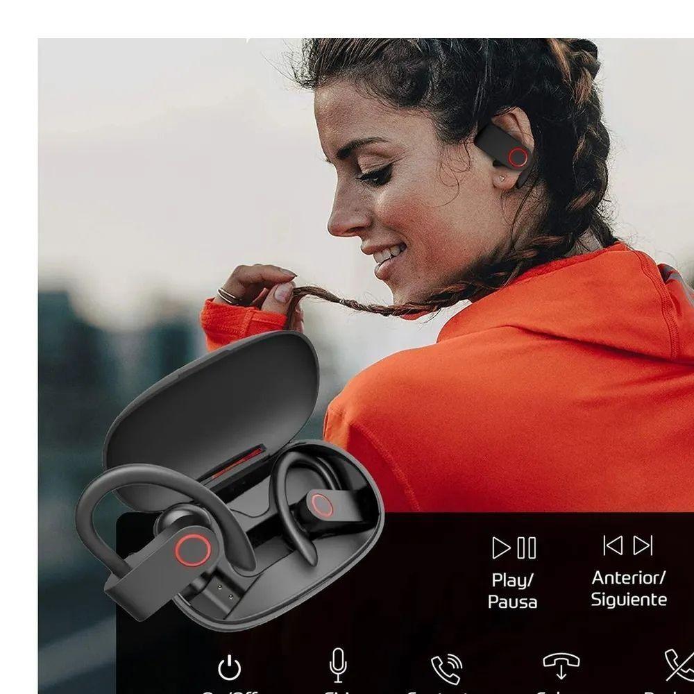 Audifonos Deportivos Inalambricos Linkon Bluetooth Estuche Recarga Earspcharge Color Negro-4