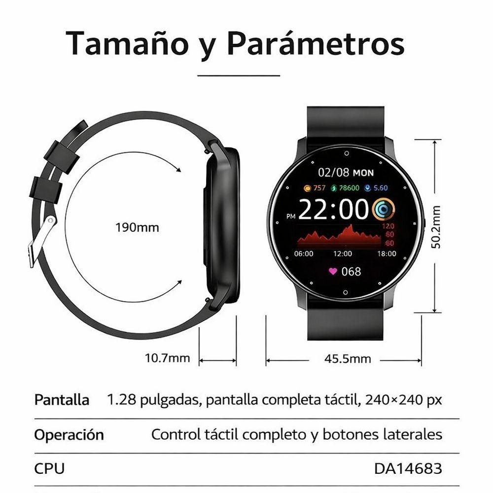 Smartwatch ZL02 - Pantalla Táctil 1.4", Monit. Cardíaco y 10 Modos-3