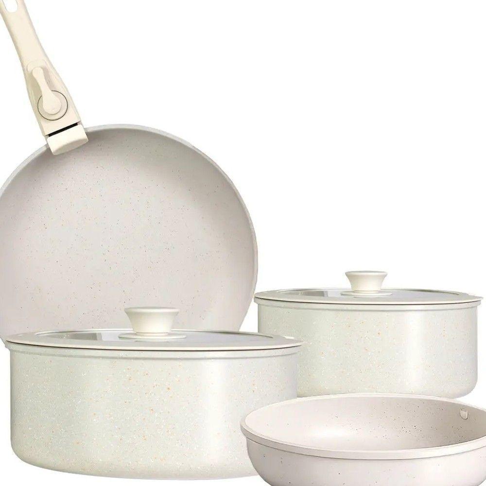 Batería Cocina Baum 6 Piezas Antiadherente Mango Desmontable Teflón-0