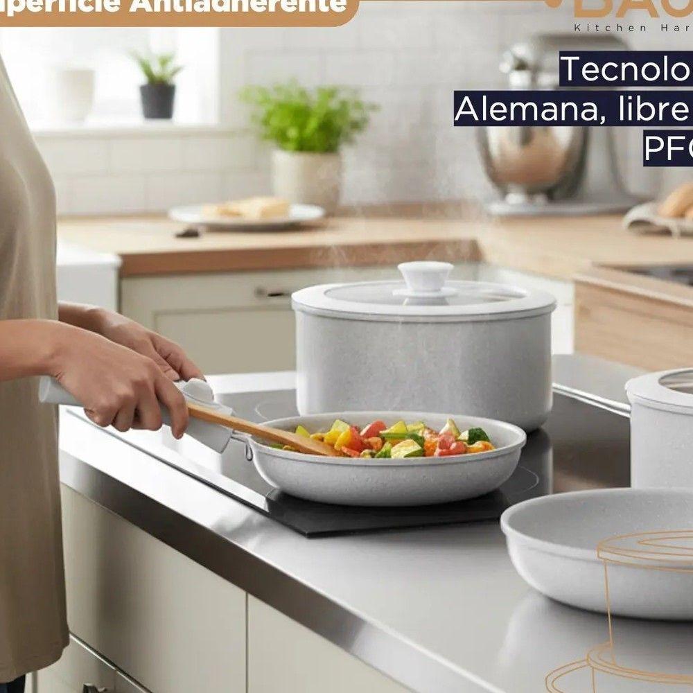 Batería Cocina Baum 6 Piezas Antiadherente Mango Desmontable Teflón-1