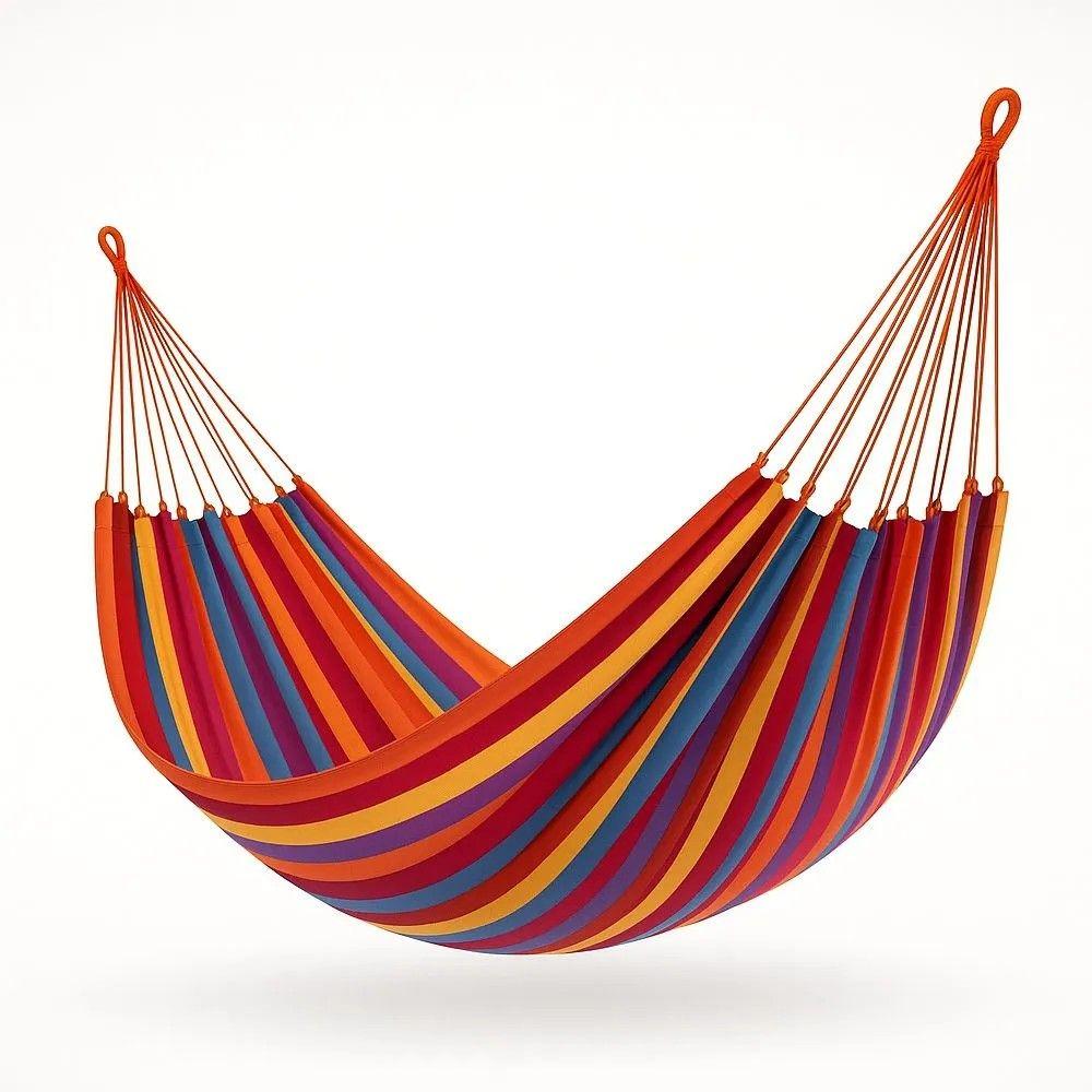 Hamaca Colgante 2 Plazas Multicolor 100% Algodón - Tejido 150x150cm - 200kg-0