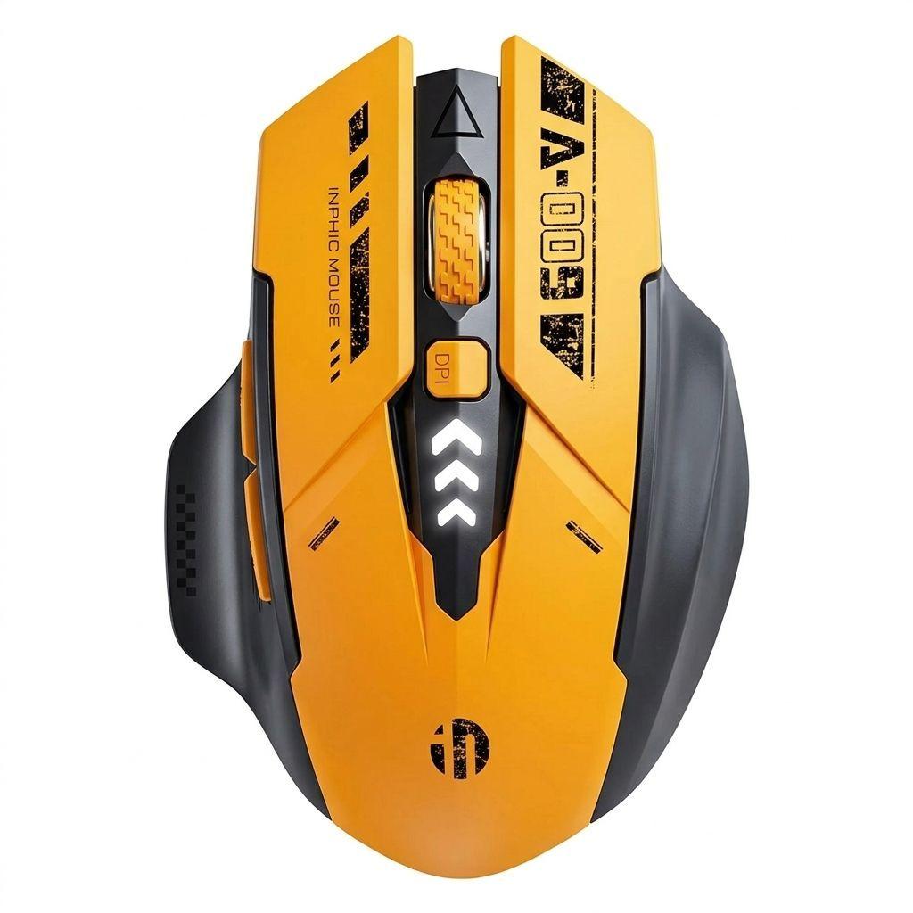 Mouse Gamer Inalámbrico Bluetooth Inphic A009 Naranja 1600dpi USB Ergonomico-1