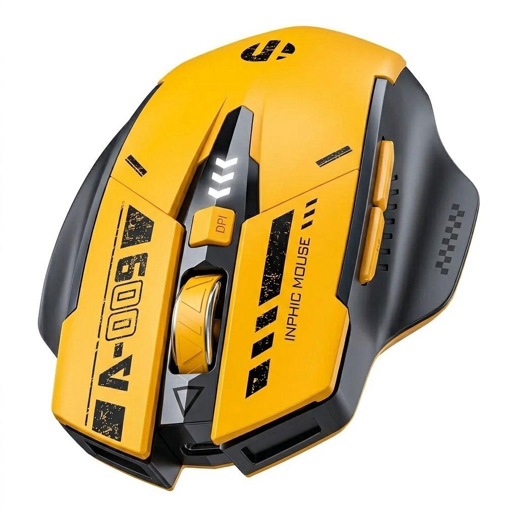 Mouse Gamer Inalámbrico Bluetooth Inphic A009 Naranja 1600dpi USB Ergonomico-2