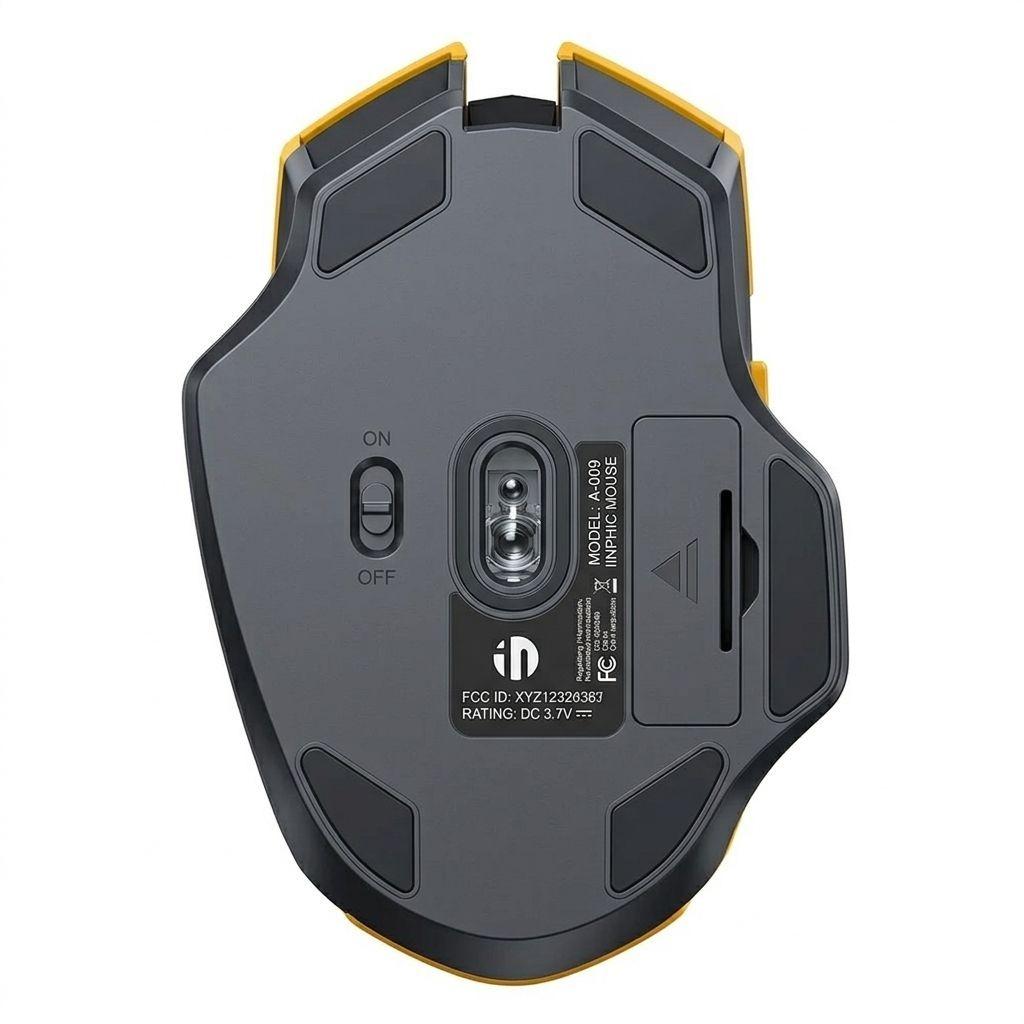 Mouse Gamer Inalámbrico Bluetooth Inphic A009 Naranja 1600dpi USB Ergonomico-3