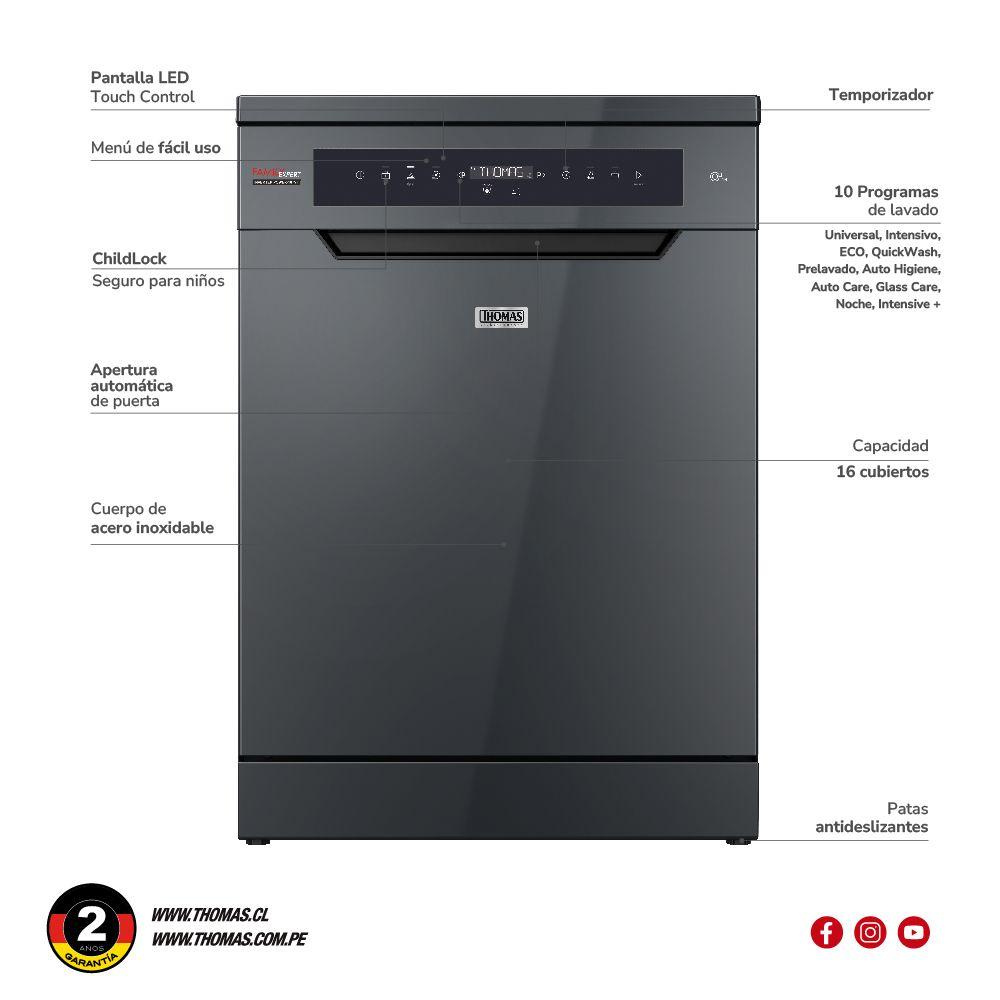 Lavavajillas 16 cubiertos inox dark TH-DW16CA-6