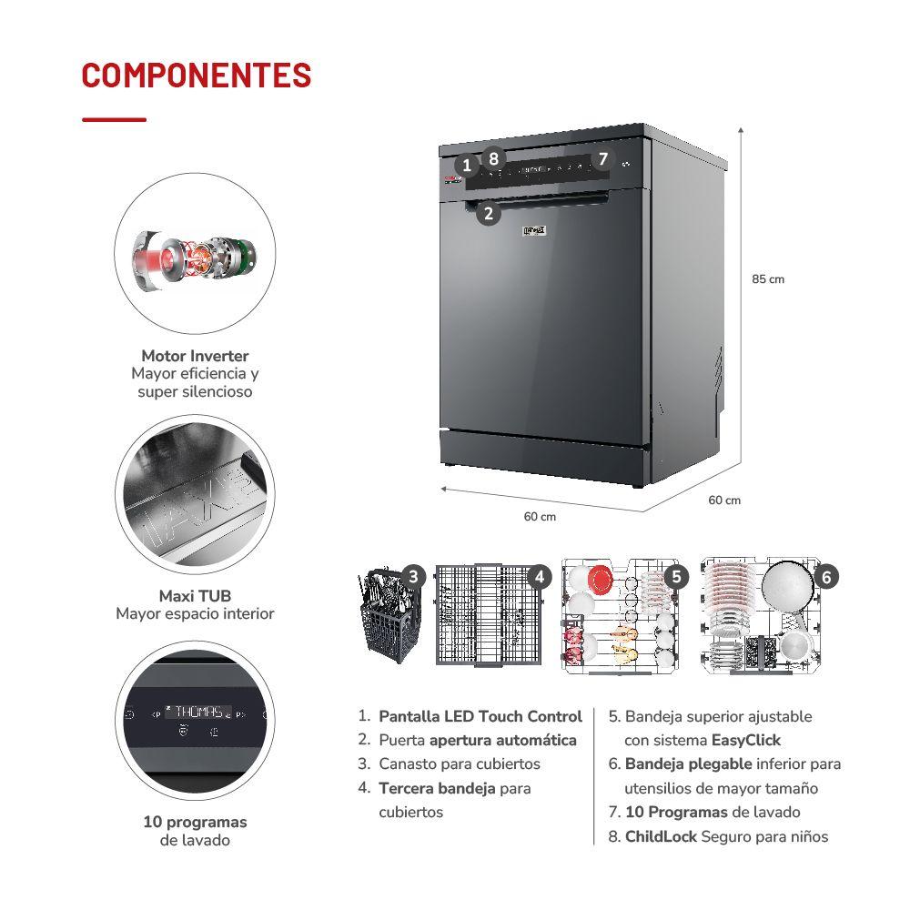 Lavavajillas 16 cubiertos inox dark TH-DW16CA-4