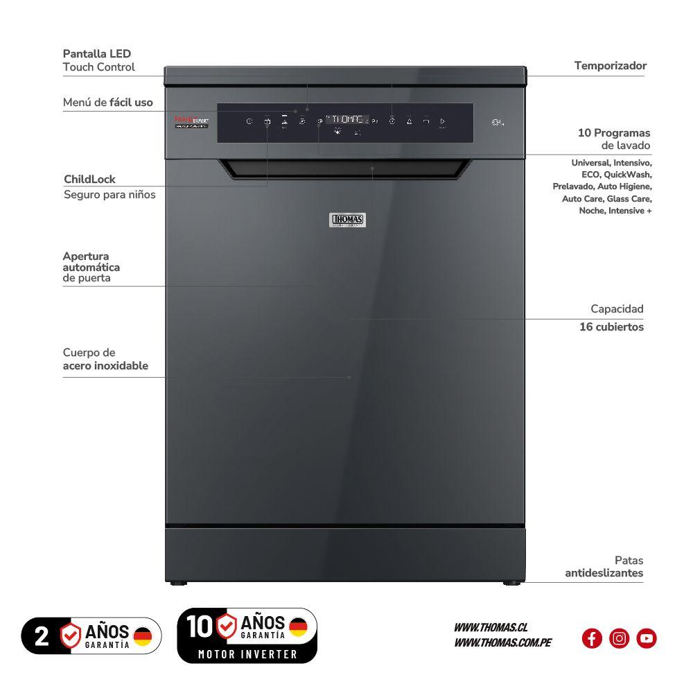 Lavavajillas 16 cubiertos inox dark TH-DW16CA-5