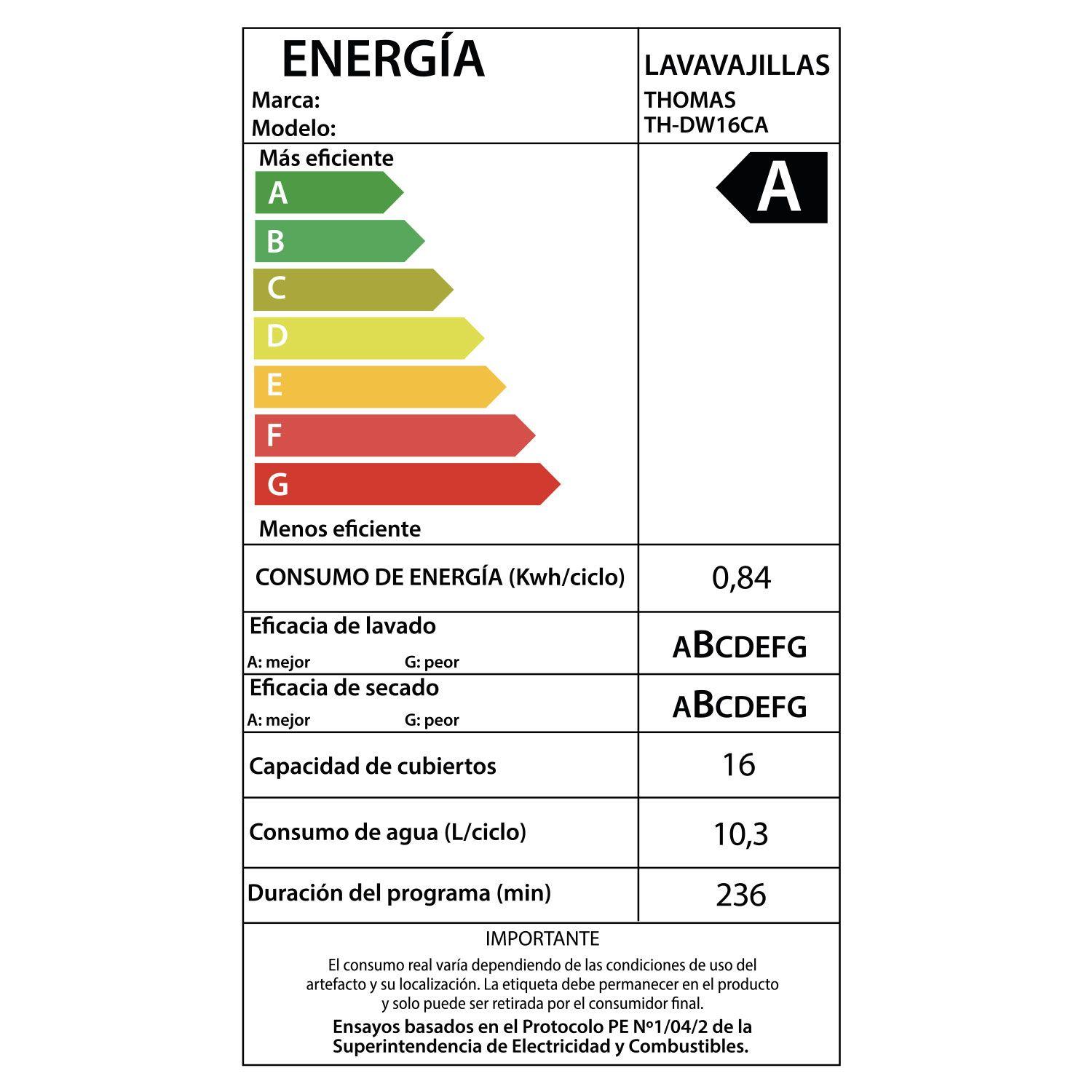 Lavavajillas 16 cubiertos inox dark TH-DW16CA-6