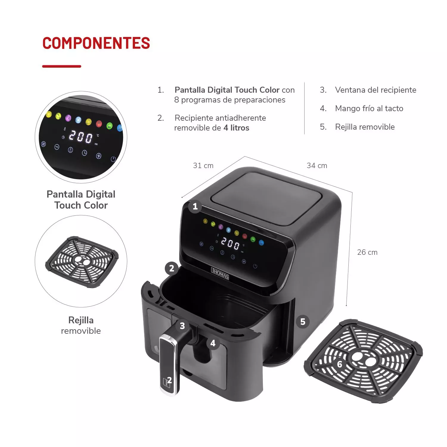 AirFryer BlackClassic Digital 4 TH-AF40DNV-4