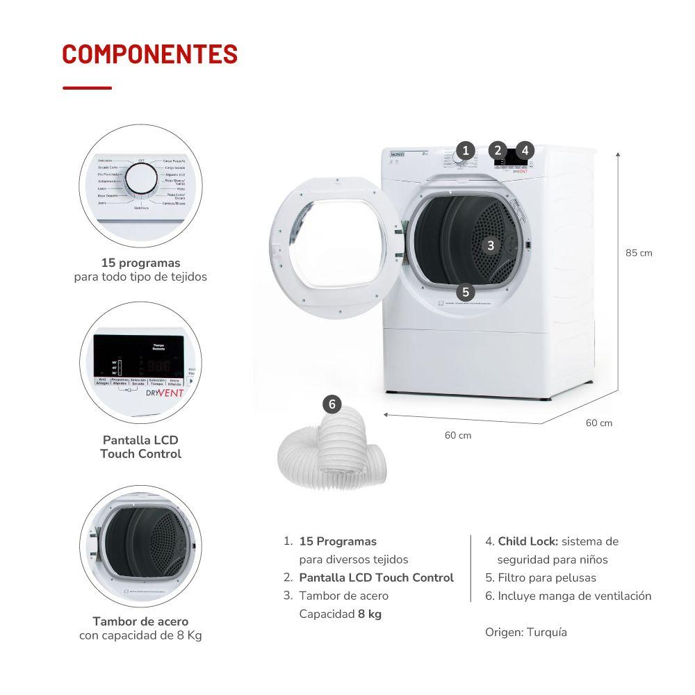 Secadora Eléctrica 8 Kg con Evacuación-4