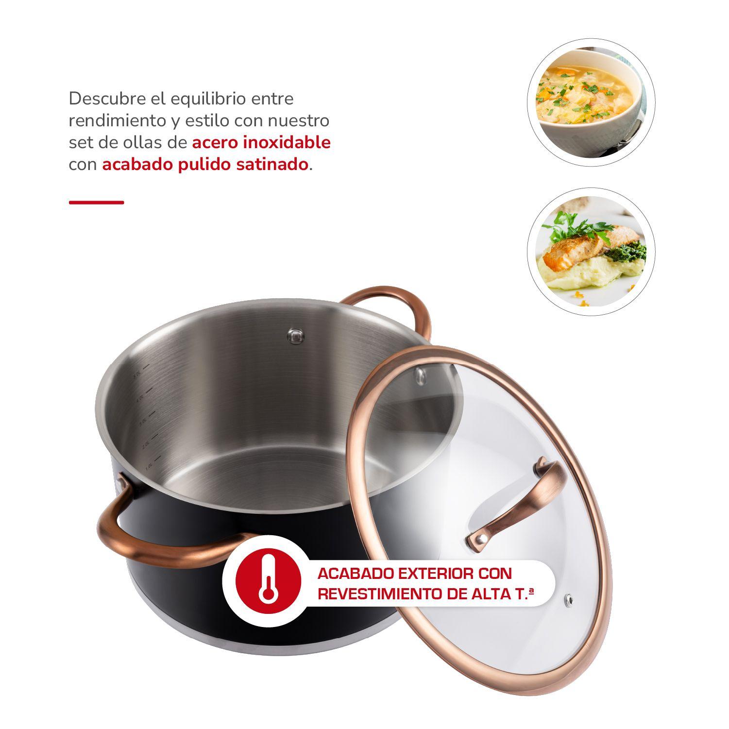 Bateria de cocina Acero Inox Mate 7pzas TH-MB07NC-3