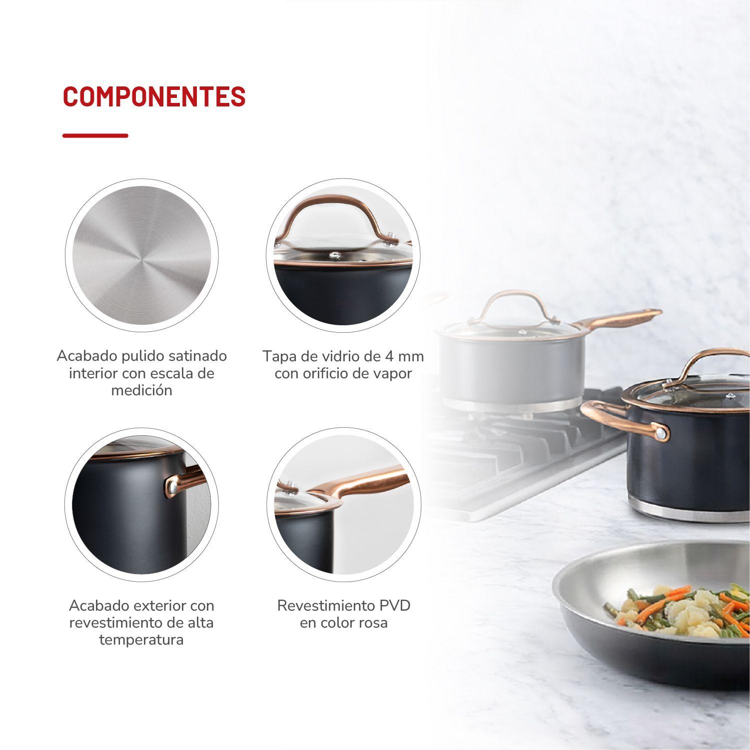 Bateria de cocina Acero Inox Mate 7pzas TH-MB07NC-4