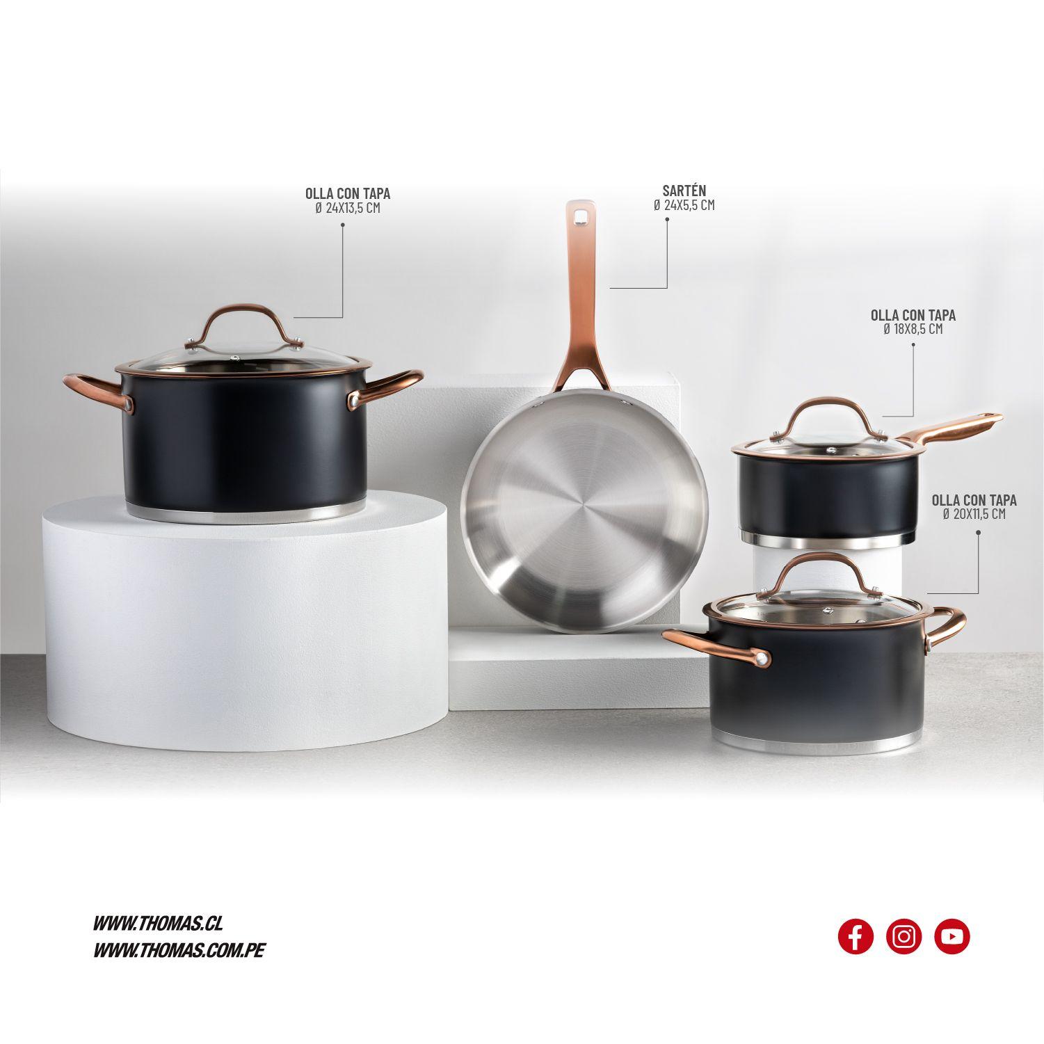 Bateria de cocina Acero Inox Mate 7pzas TH-MB07NC-5