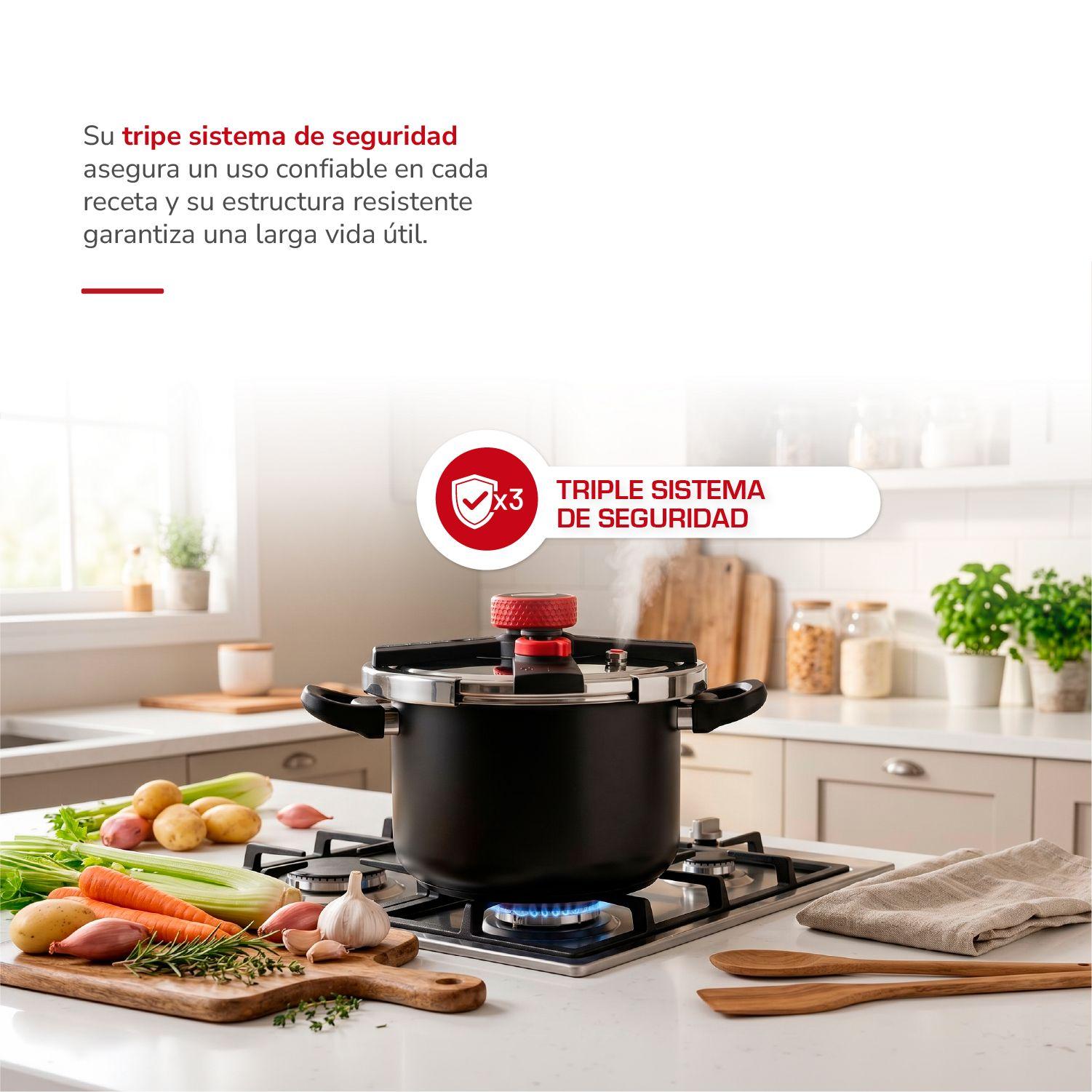Olla a Presión Acero Inoxidable Negro 8lts TH-MOP08N-2