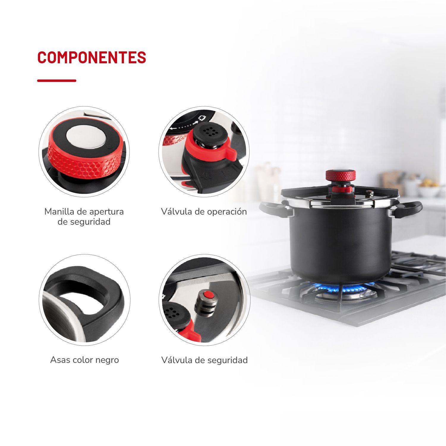 Olla a Presión Acero Inoxidable Negro 8lts TH-MOP08N-4