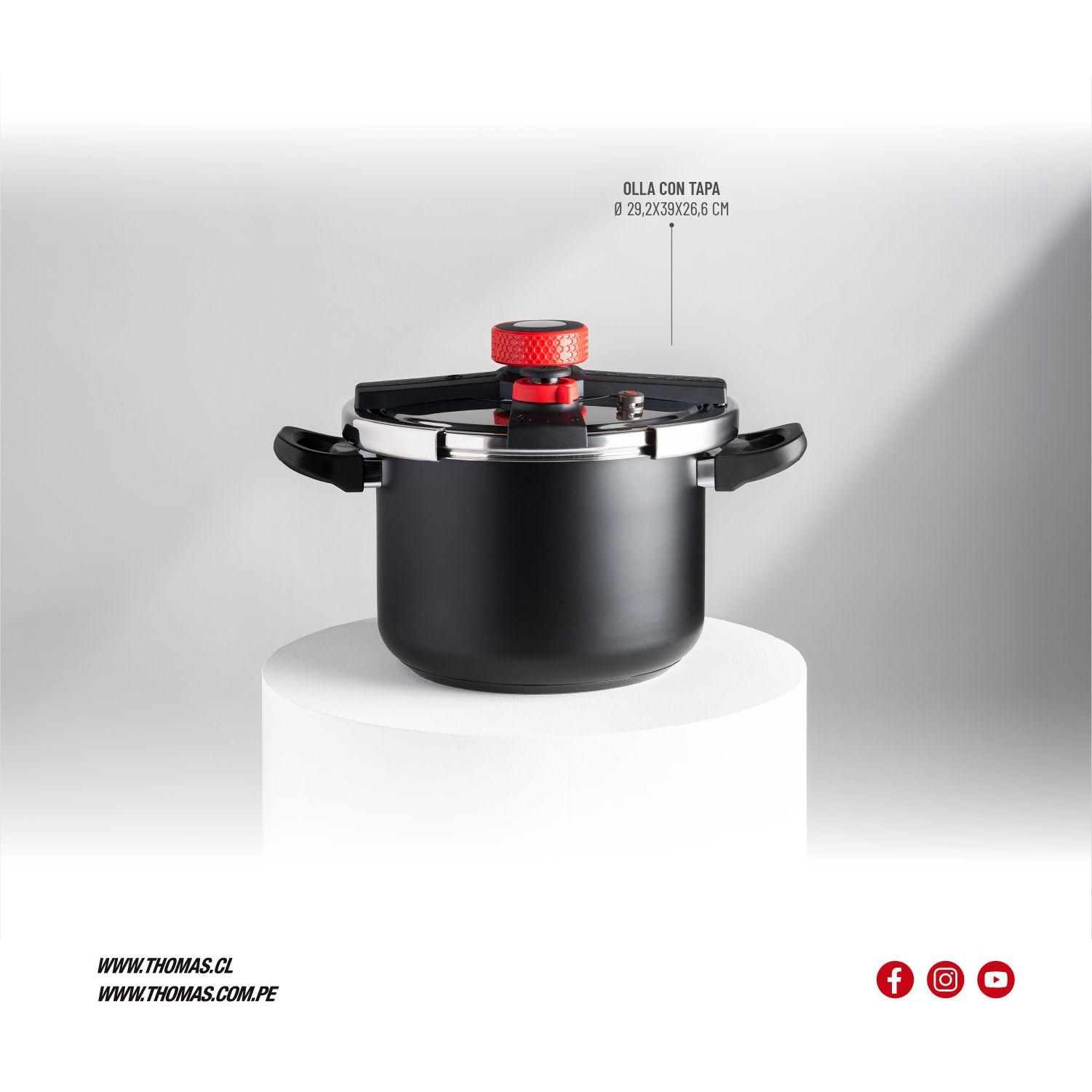 Olla a Presión Acero Inoxidable Negro 8lts TH-MOP08N-5