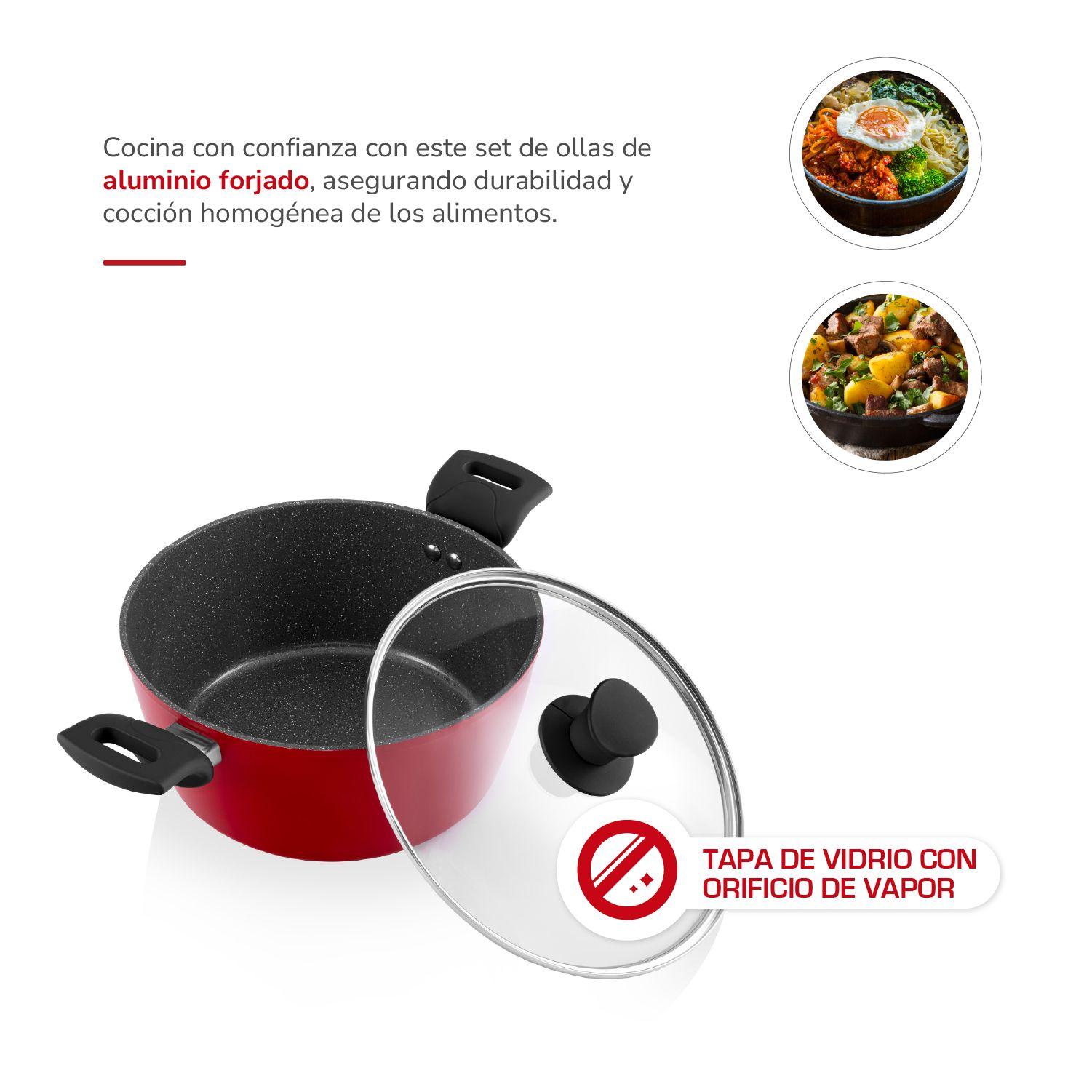 Batería de cocina Aluminio Forjado 7pzas TH-MB07RN-2