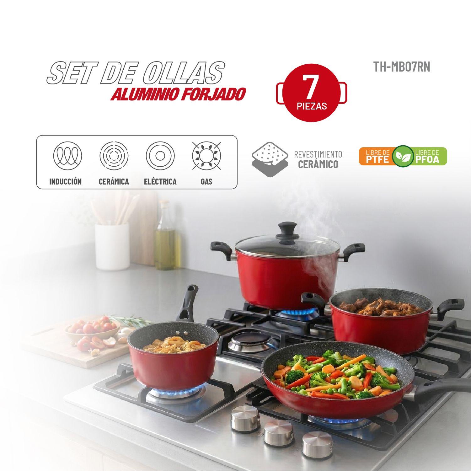 Batería de cocina Aluminio Forjado 7pzas TH-MB07RN-5