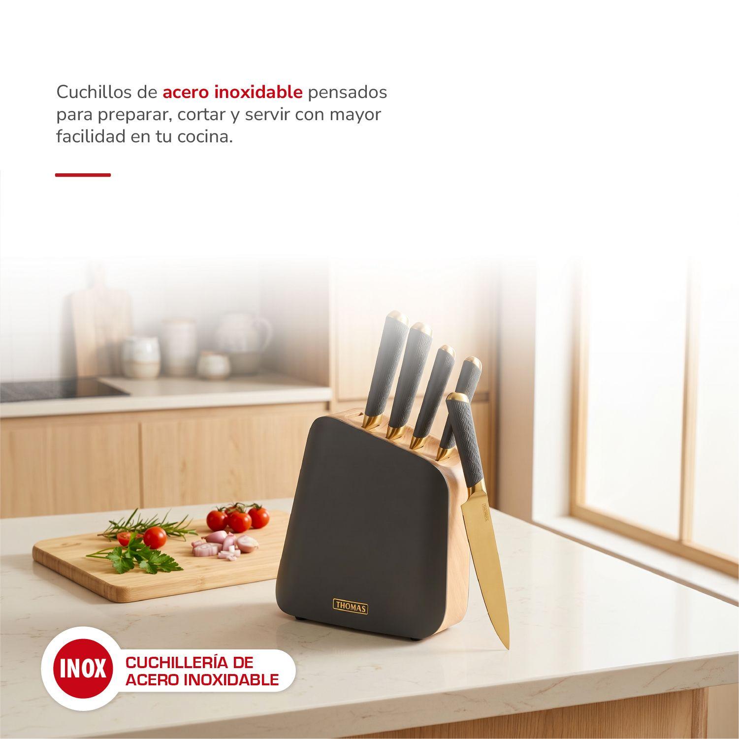 Set taco de 6 Cuchillos Acero inoxidable TH-MT06GD-2