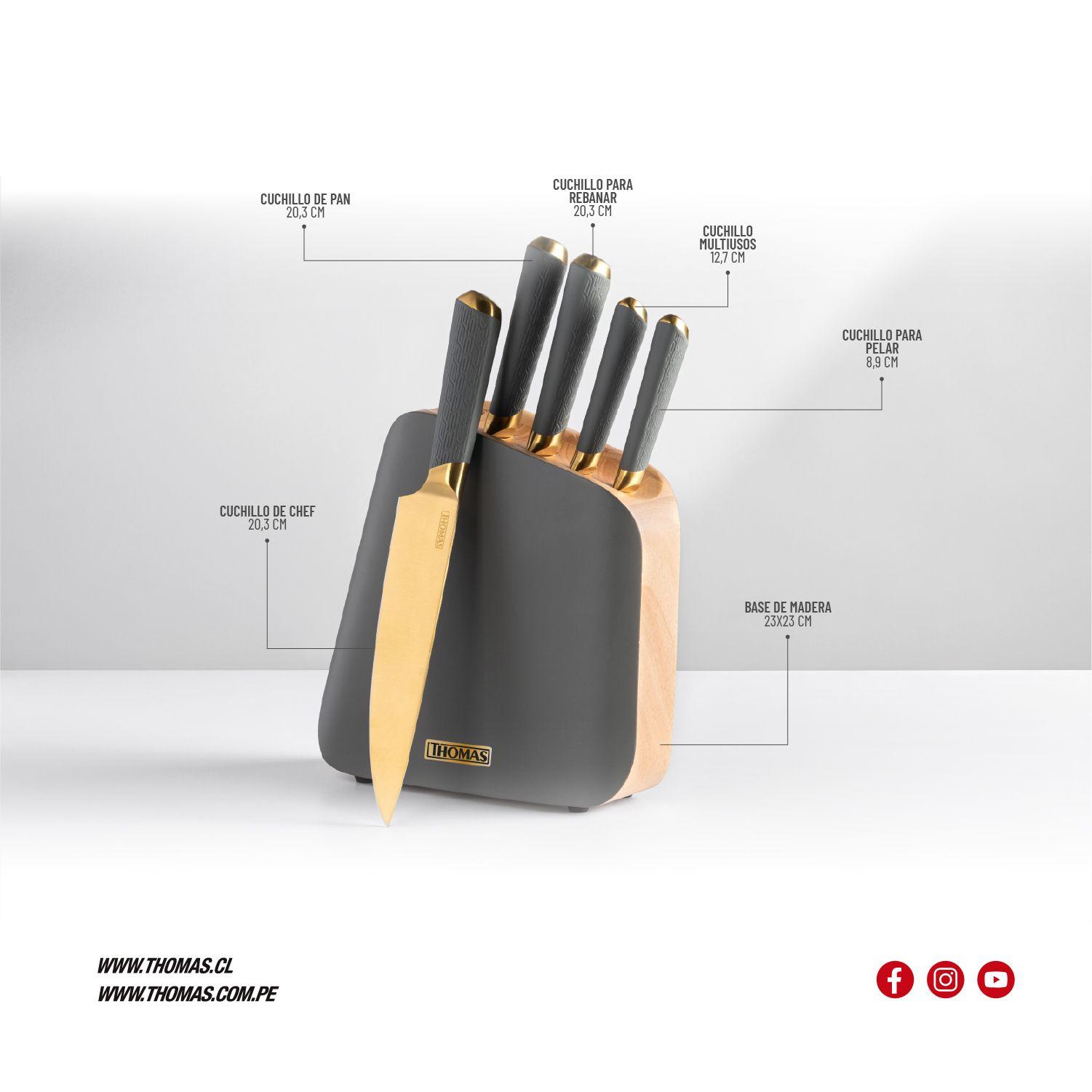Set taco de 6 Cuchillos Acero inoxidable TH-MT06GD-5