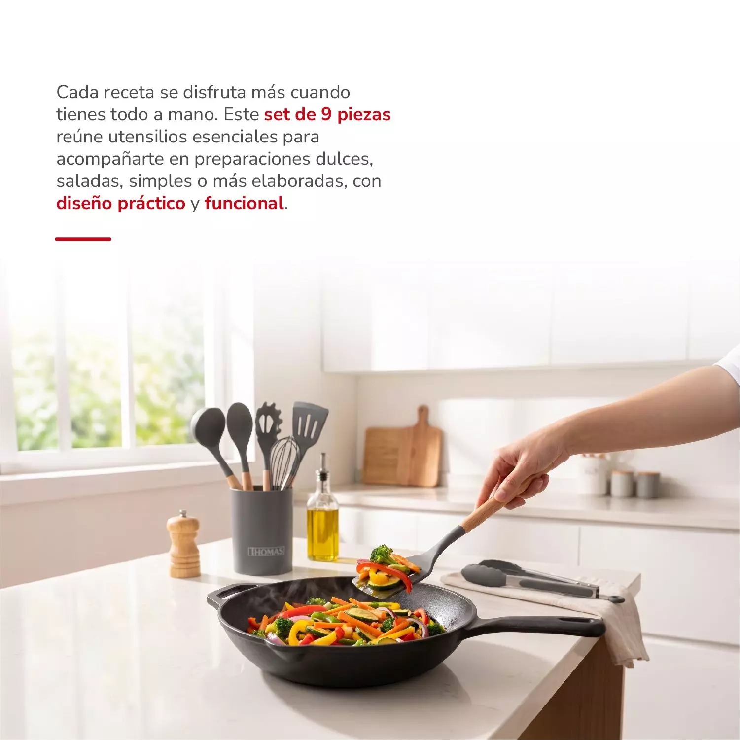 Set Utensilios De Cocina de Silicona 9pzas TH-MUT09N-2