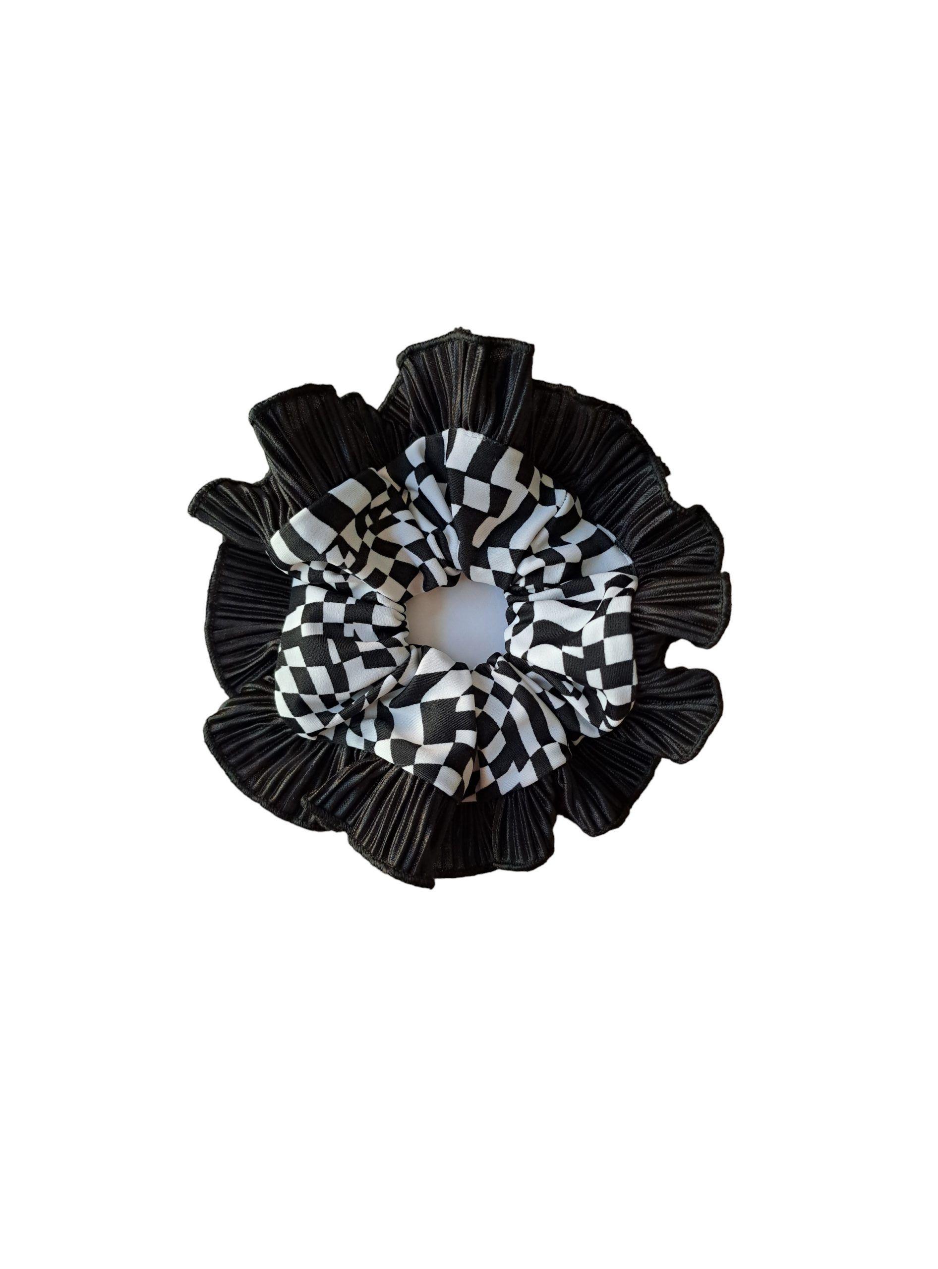 Scrunchie XL Rumbas Bambas Color Negro y Blanco-0