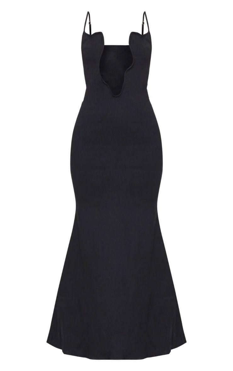 Vestido Largo Negro Escote Asimétrico-3