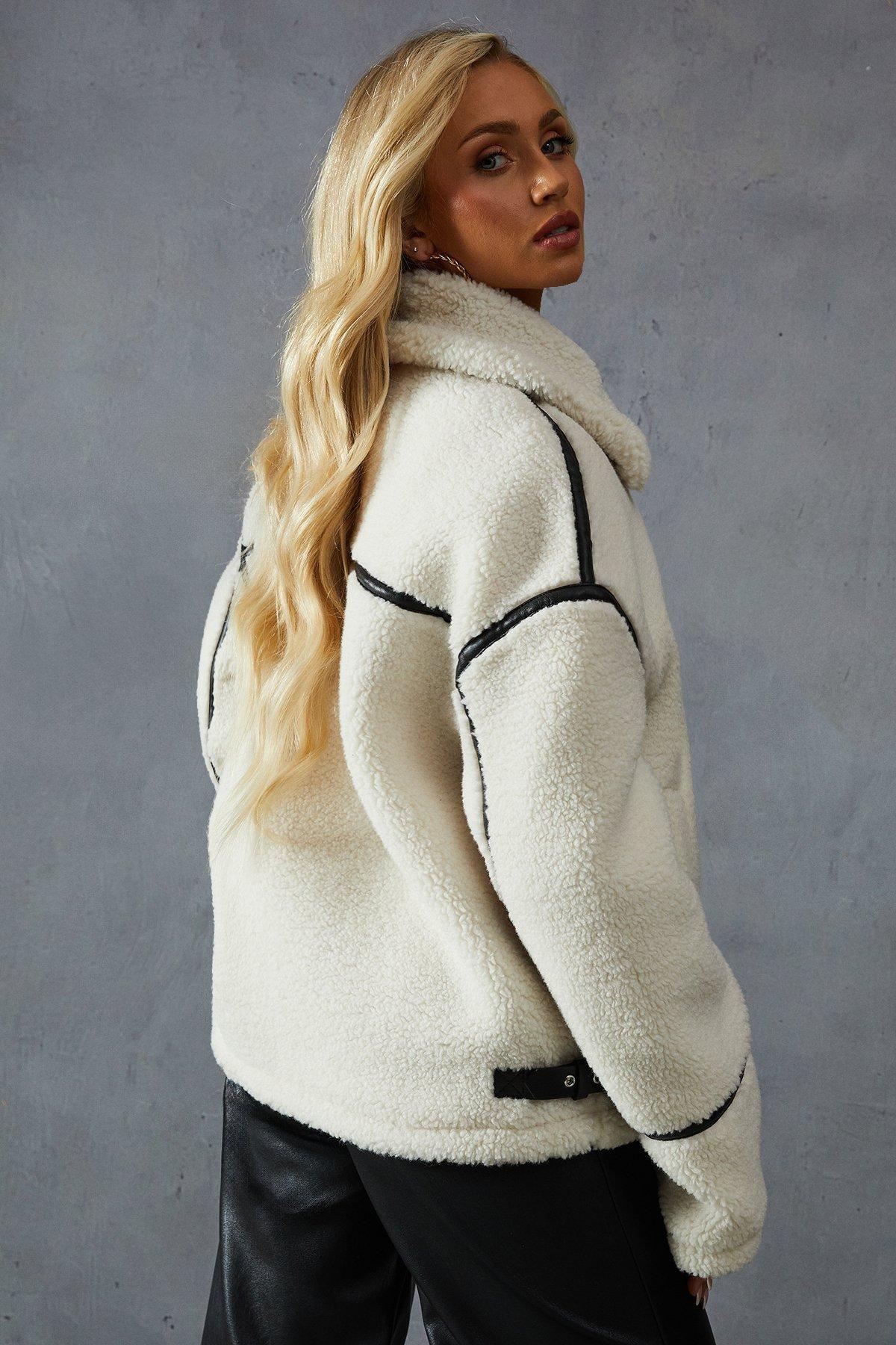 Chaqueta Larga Chiporro Blanca Mujer-2
