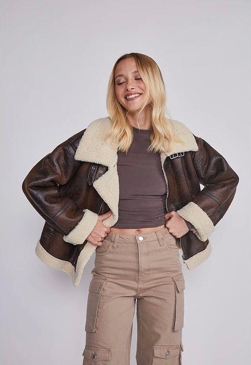 Chaqueta Cuerina Café Mujer-2