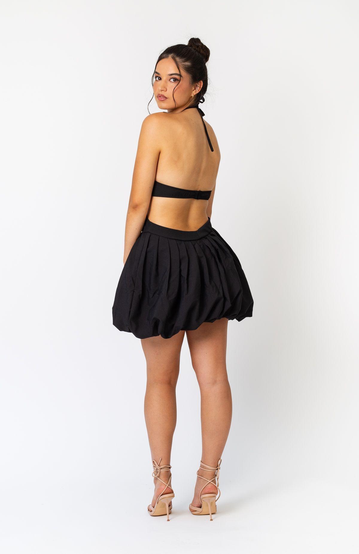 Vestido Negro Corto Falda Globo-2