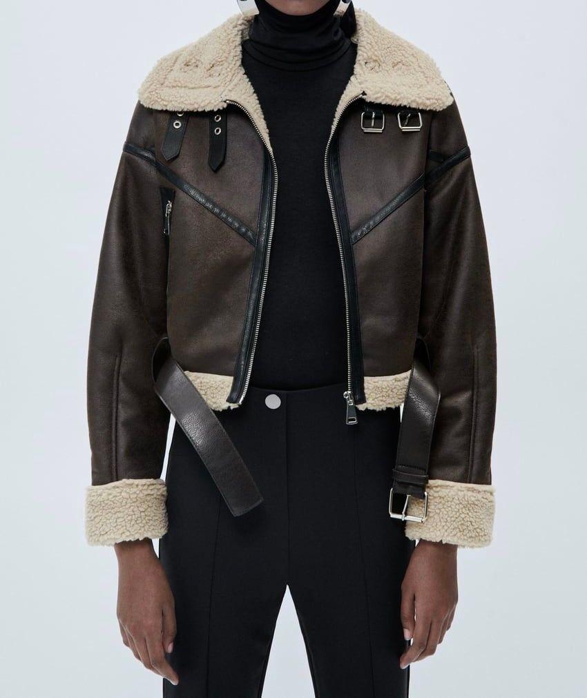 Chaqueta Corta Café Oscuro Tipo Zara-4