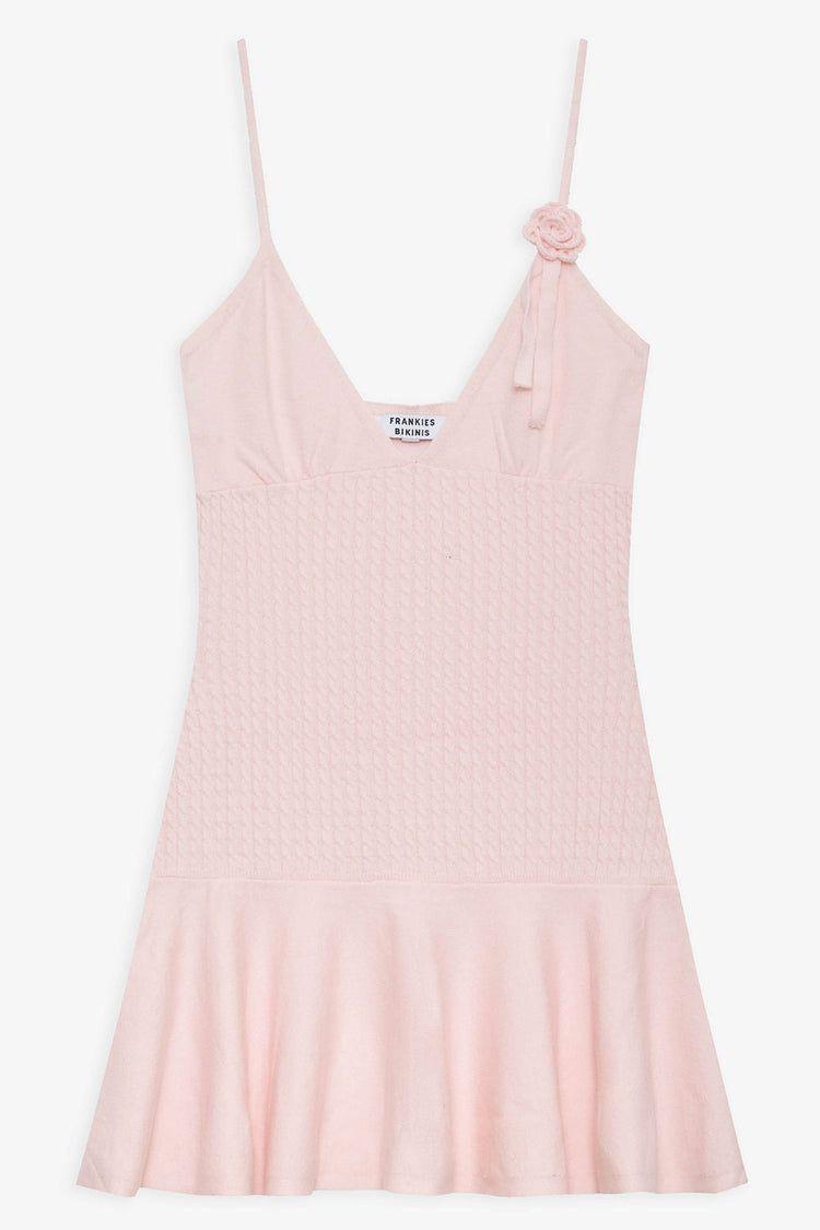 Vestido Mini Corto Rosa Tejido -3