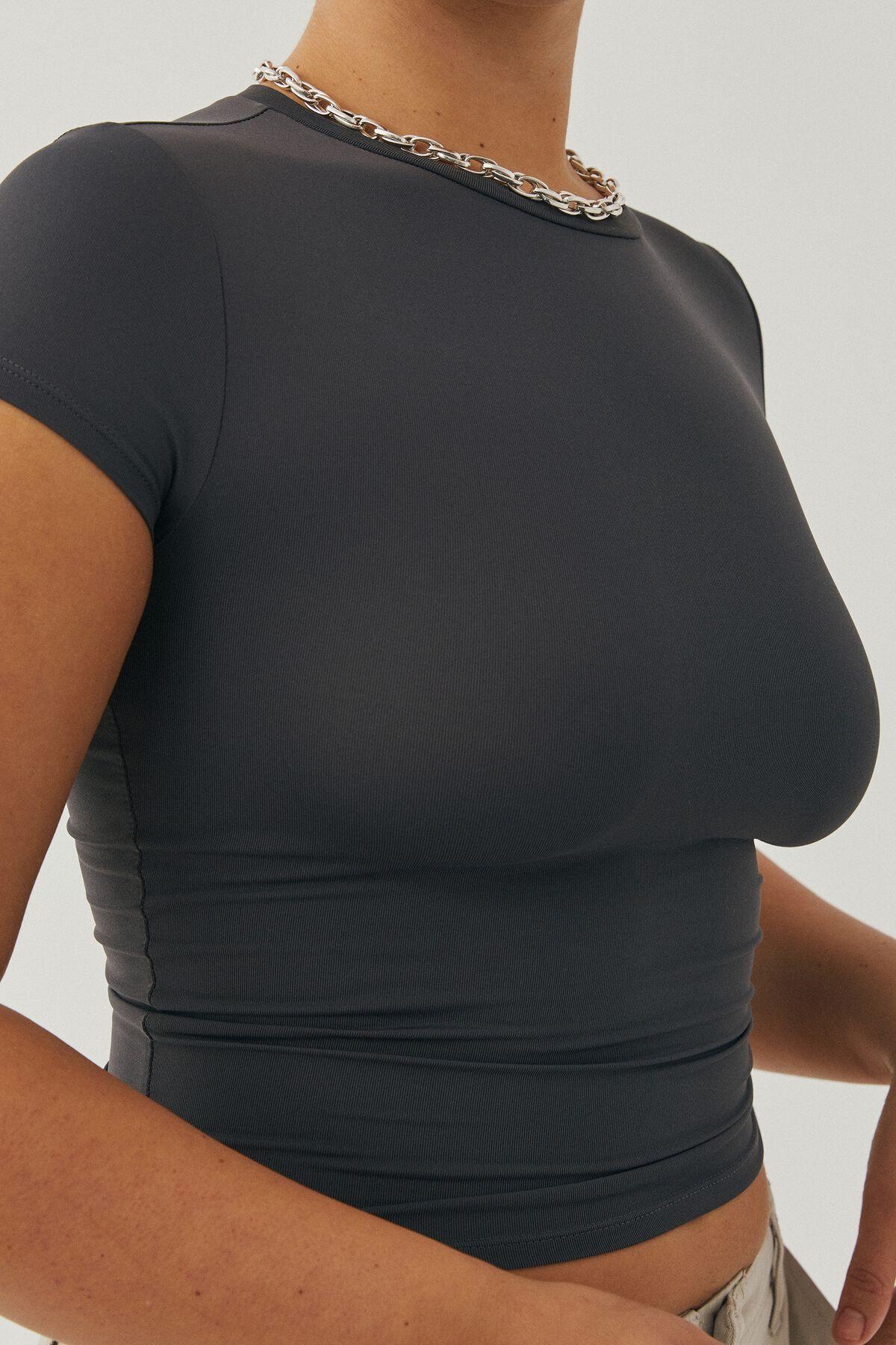 Polera Top Gris Elasticado-3