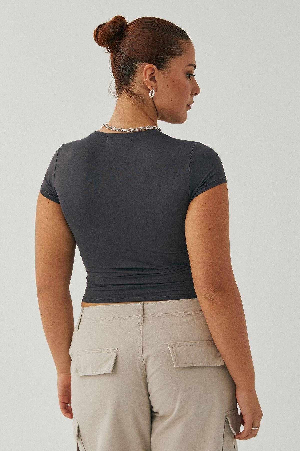 Polera Top Gris Elasticado-4