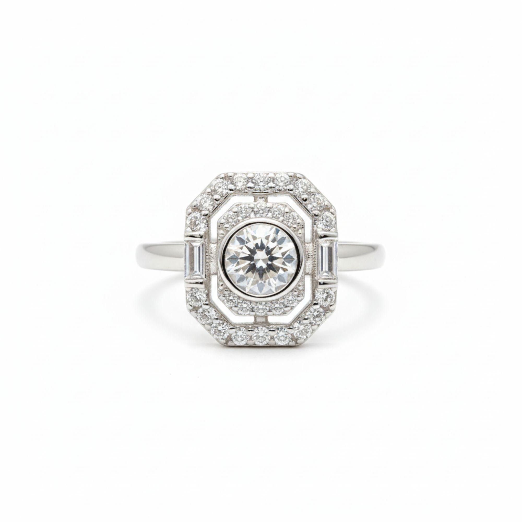 Anillo Vintage Halo Circones Plata 925-1