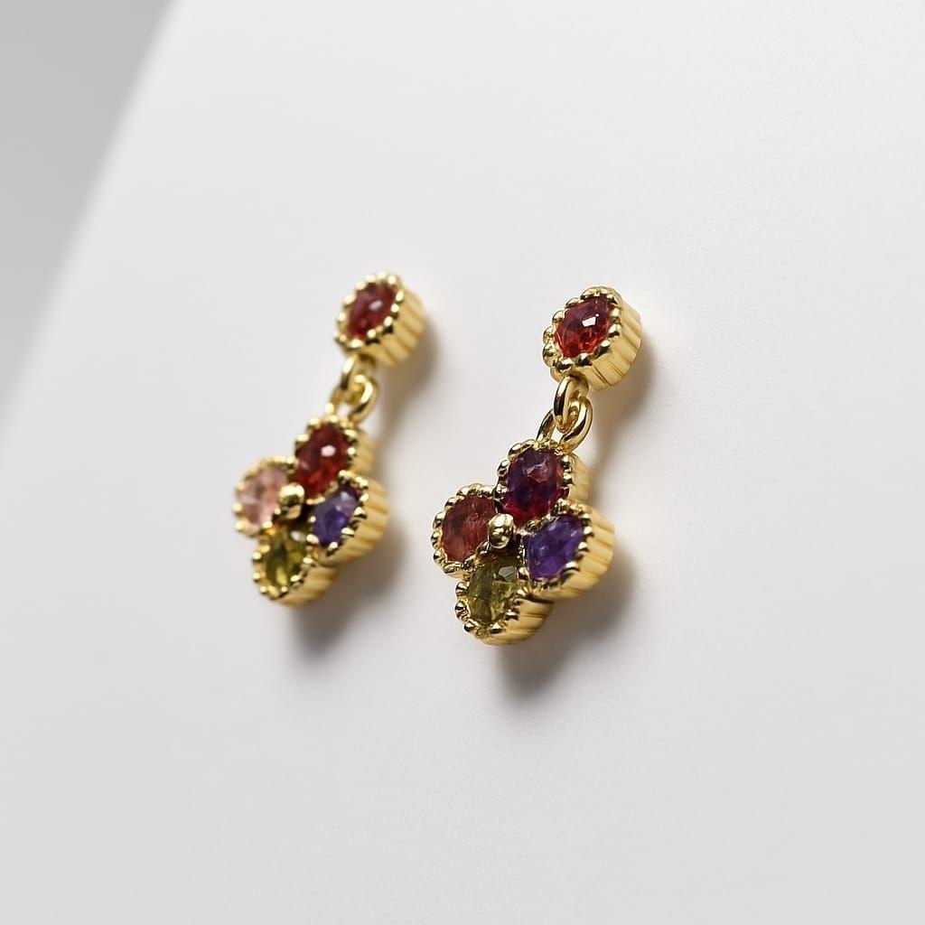 Aros Flor De Colores Enchapados Oro 18k-1