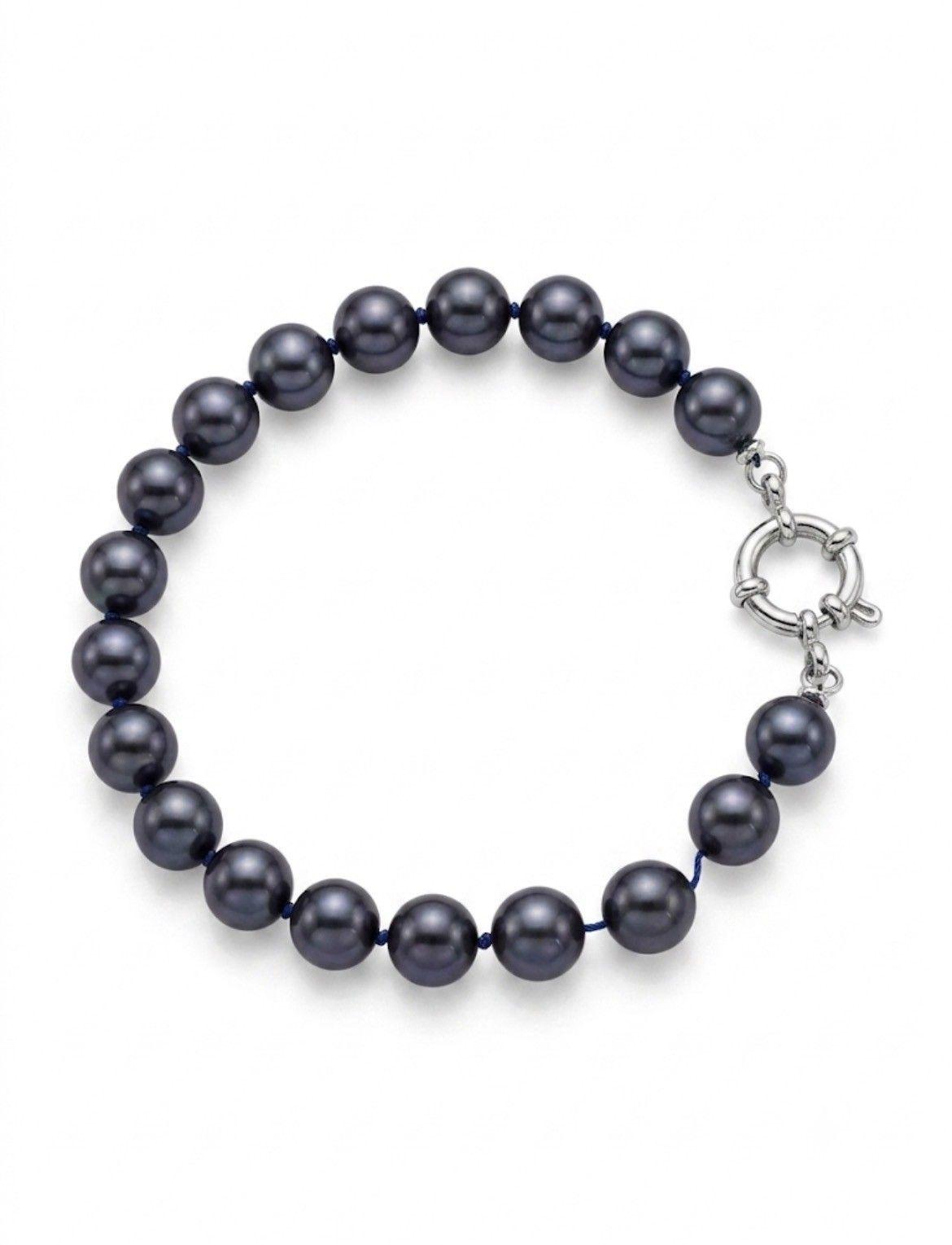 Pulsera Perlas Mallorca Azul 19cm OP-0