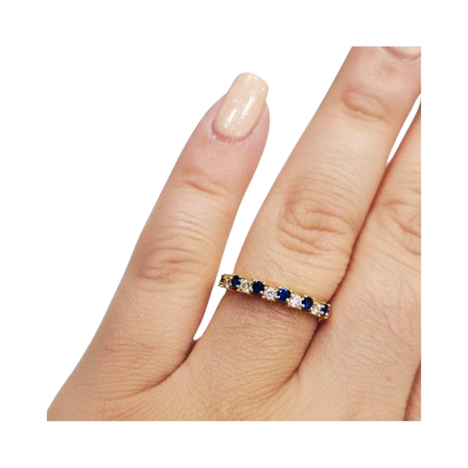 Anillo Oro 18k Cintillo con Zafiros -2