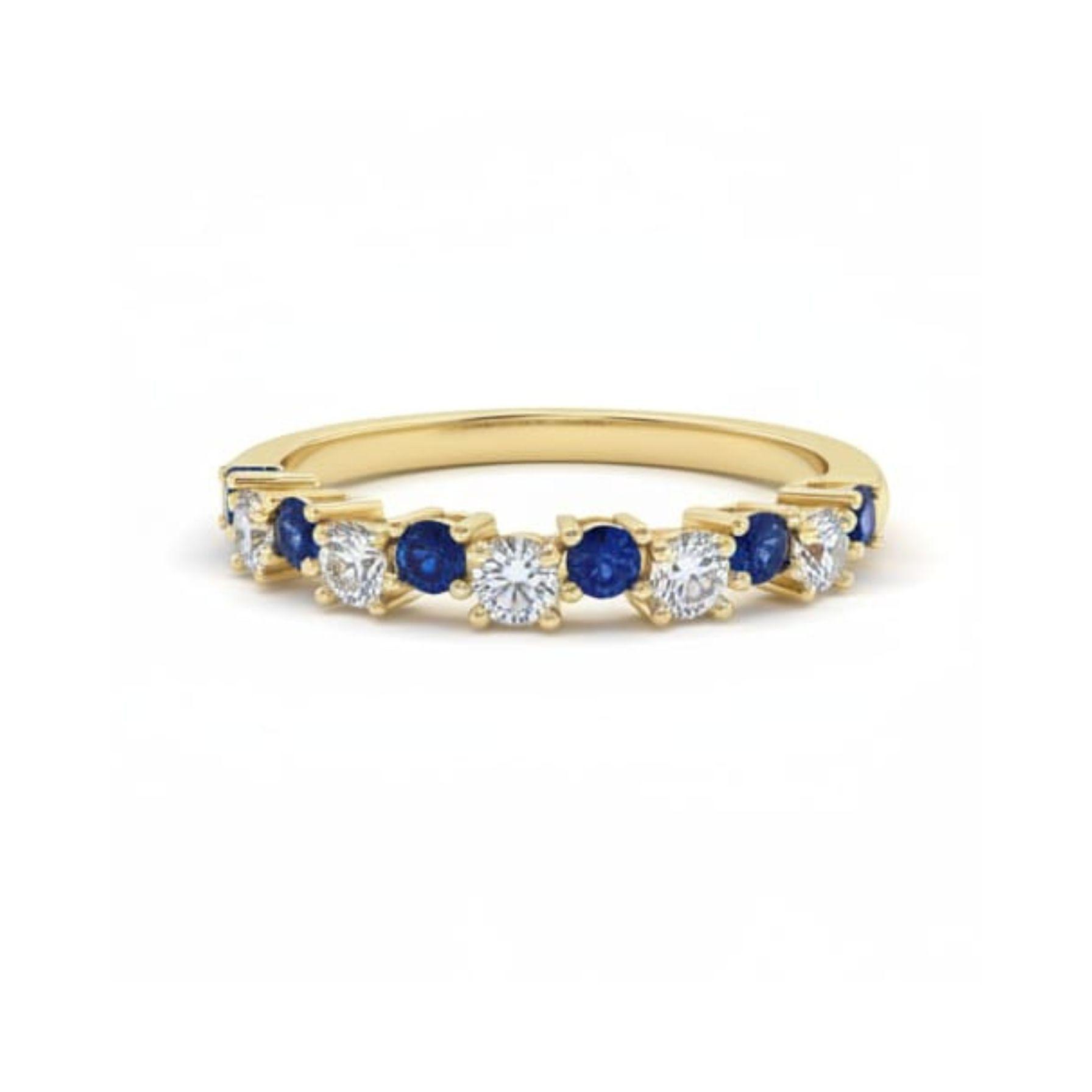 Anillo Oro 18k Cintillo con Zafiros -0