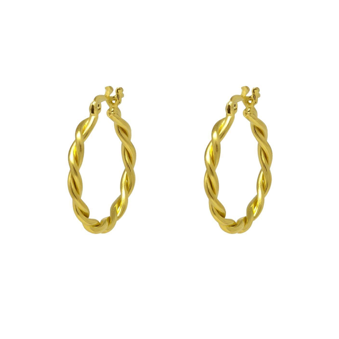 Aro Argolla Trenzada Enchapada en oro de 18k 30mm diametro-2