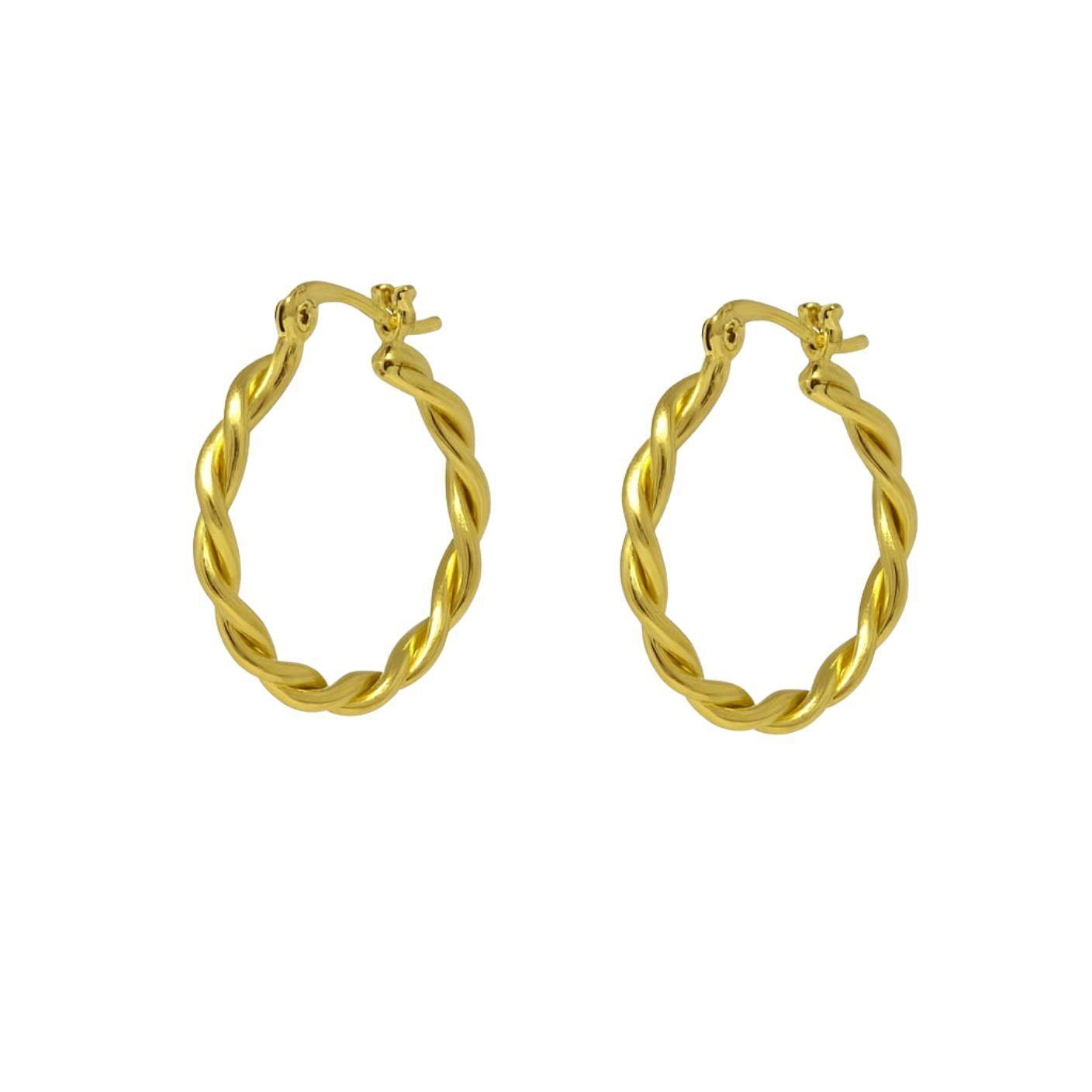 Aro Argolla Trenzada Enchapada en oro de 18k 30mm diametro-0