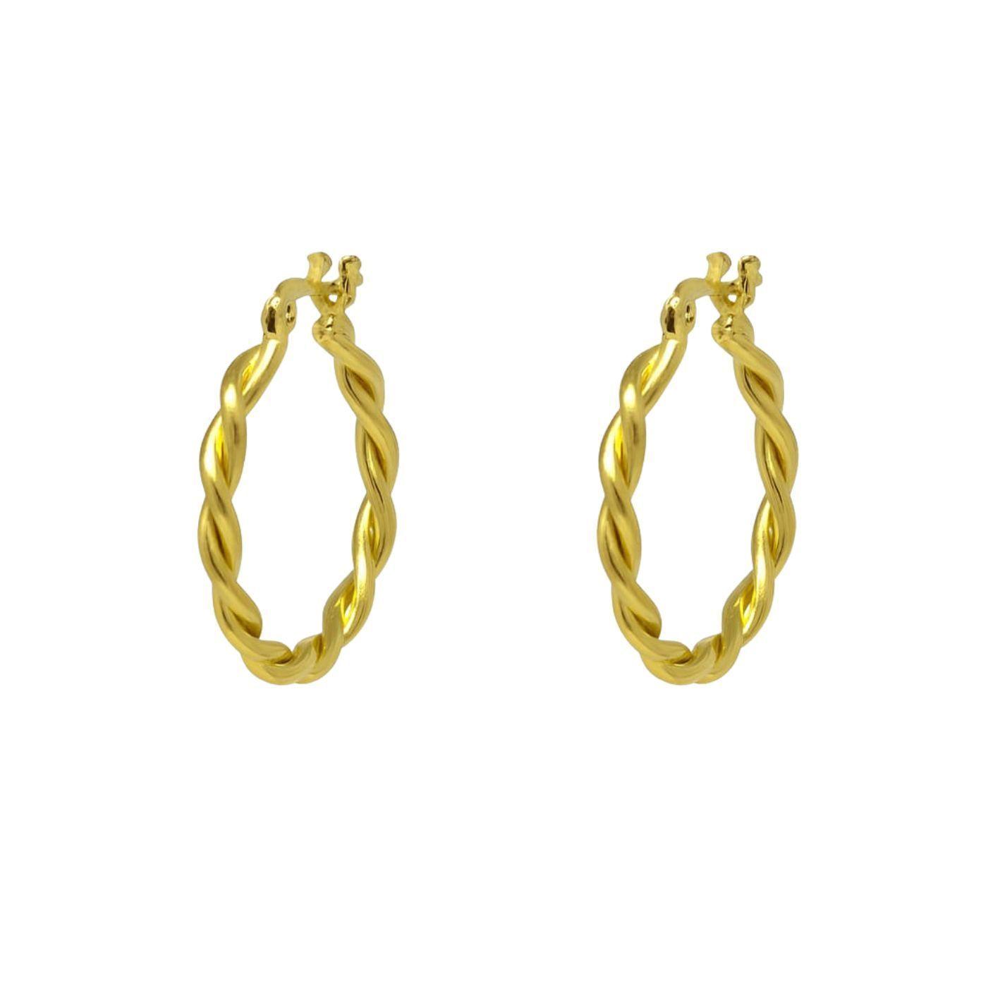 Aro Argolla Trenzada Enchapada en oro de 18k 30mm diametro-2