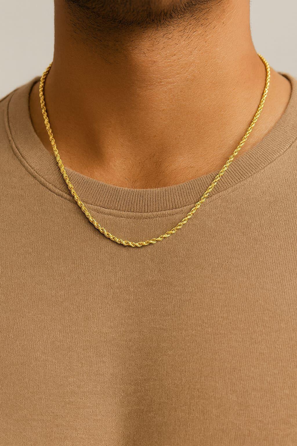 Cadena Turbillón 45cm (2mm) Enchapado en Oro de 18k-2