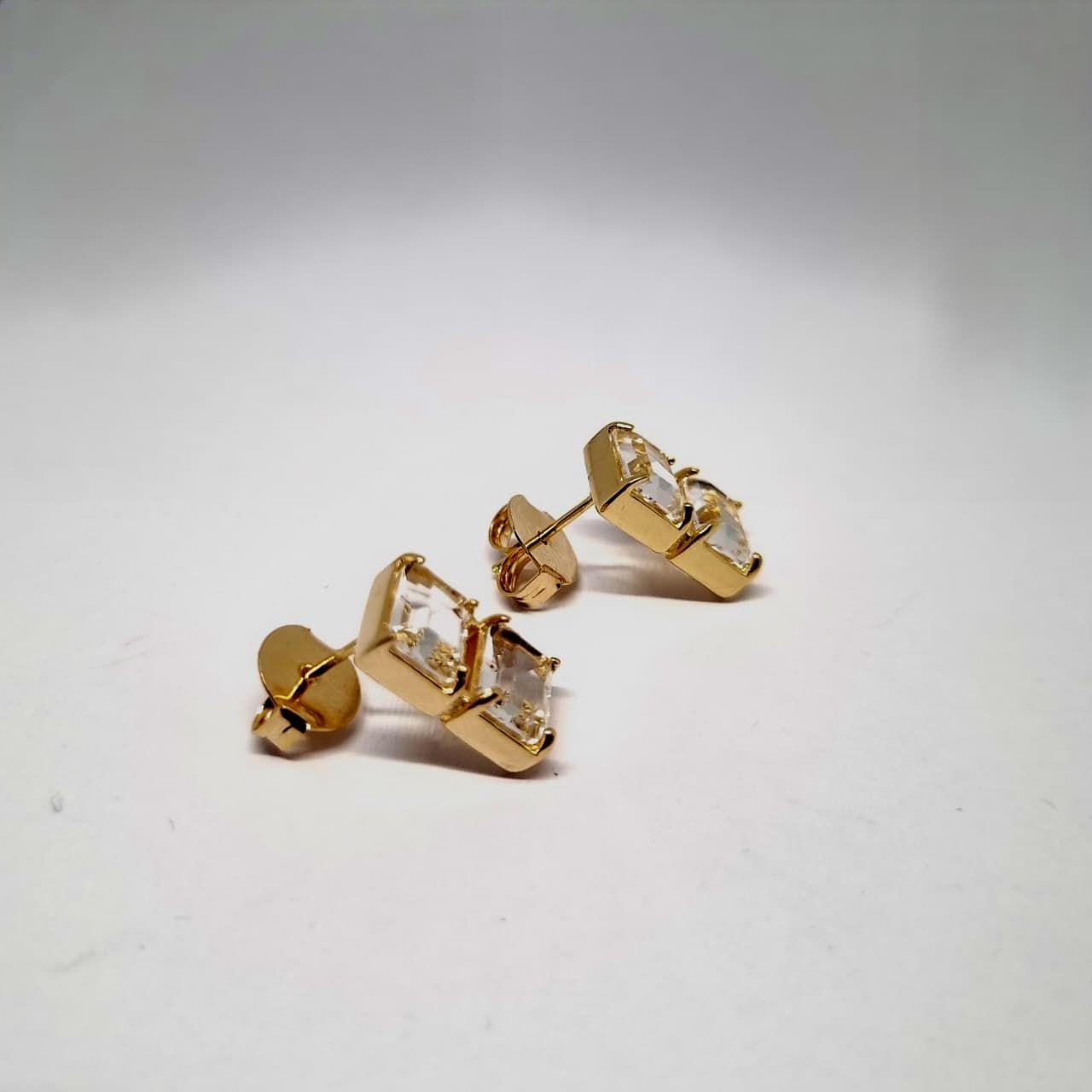 Aros Cristal Doble Rectangular enchapado en oro de 18k-3