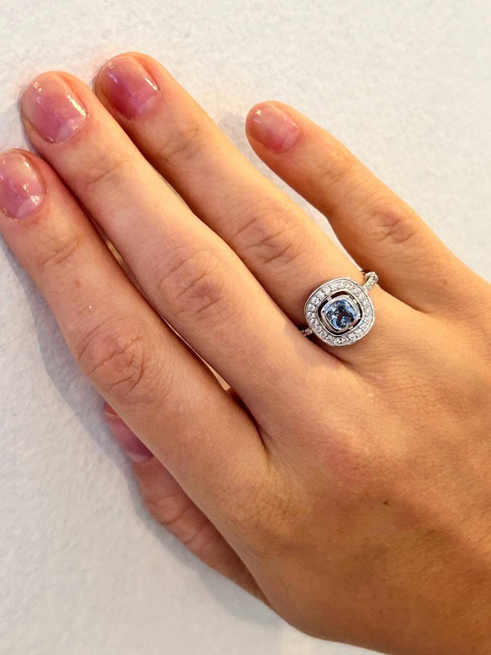 Anillo Agua Marina Plata 925-1