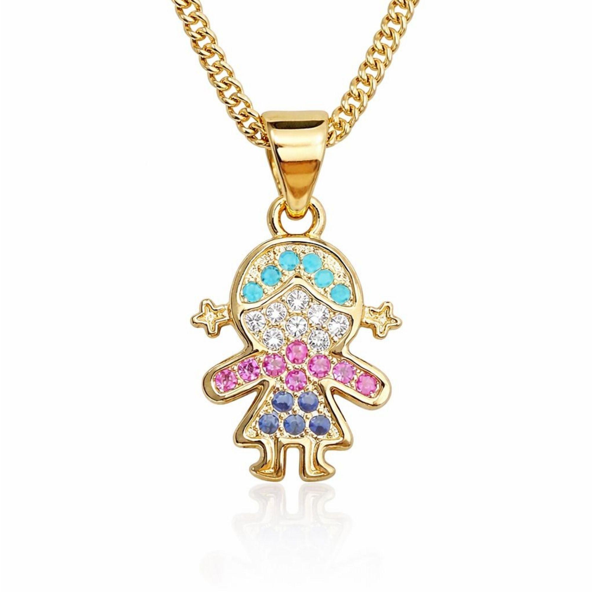 Collar Ni a Cristales Enchapado en Oro 18k 50CM-0