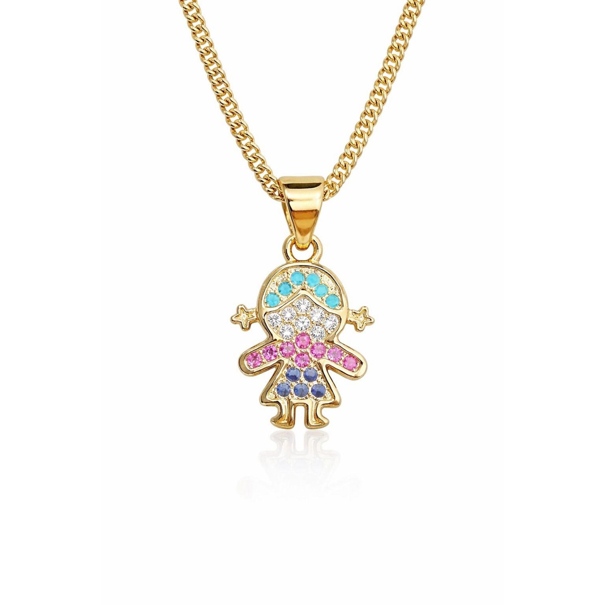 Collar Ni a Cristales Enchapado en Oro 18k 50CM-1
