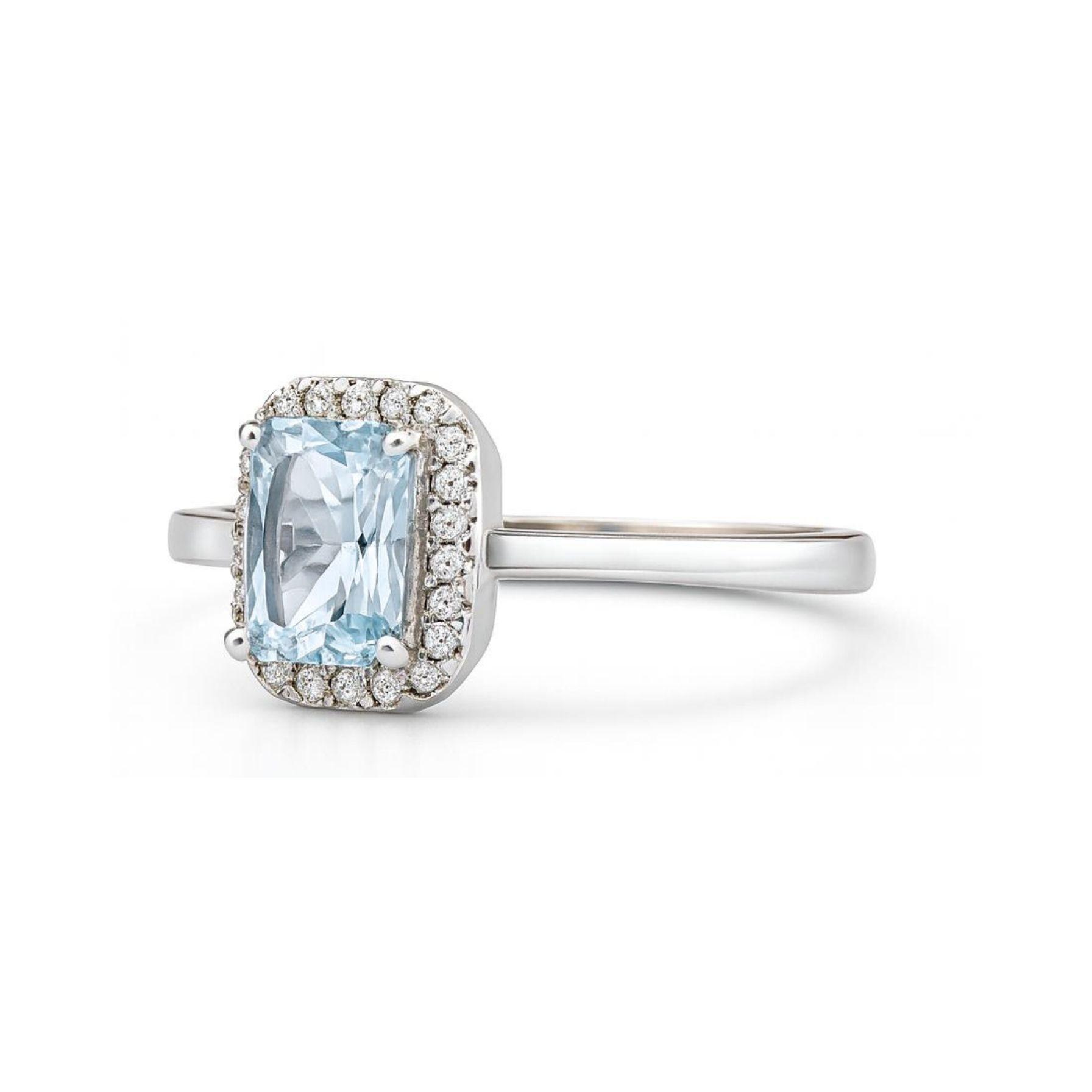 Anillo Rectangular Agua Marina Plata 925-1