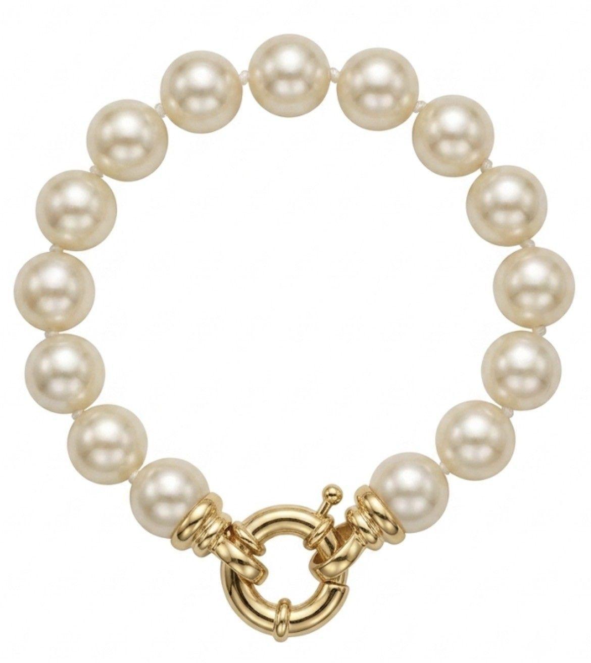 Pulsera Perlas Mallorca Enchapados en Oro de 18k 19cm OP-1