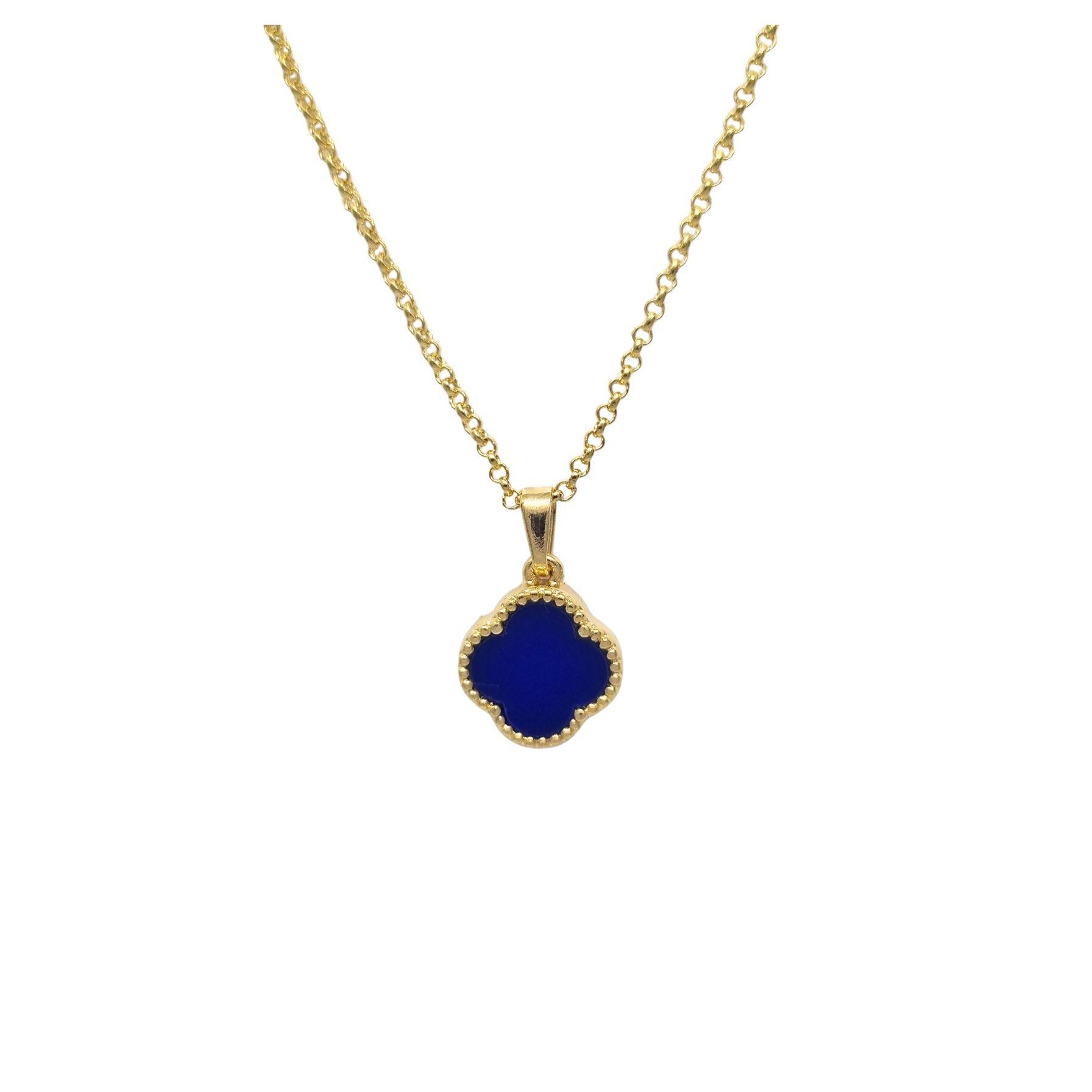 Collar Flor Azul Enchapada en Oro de 18k-1